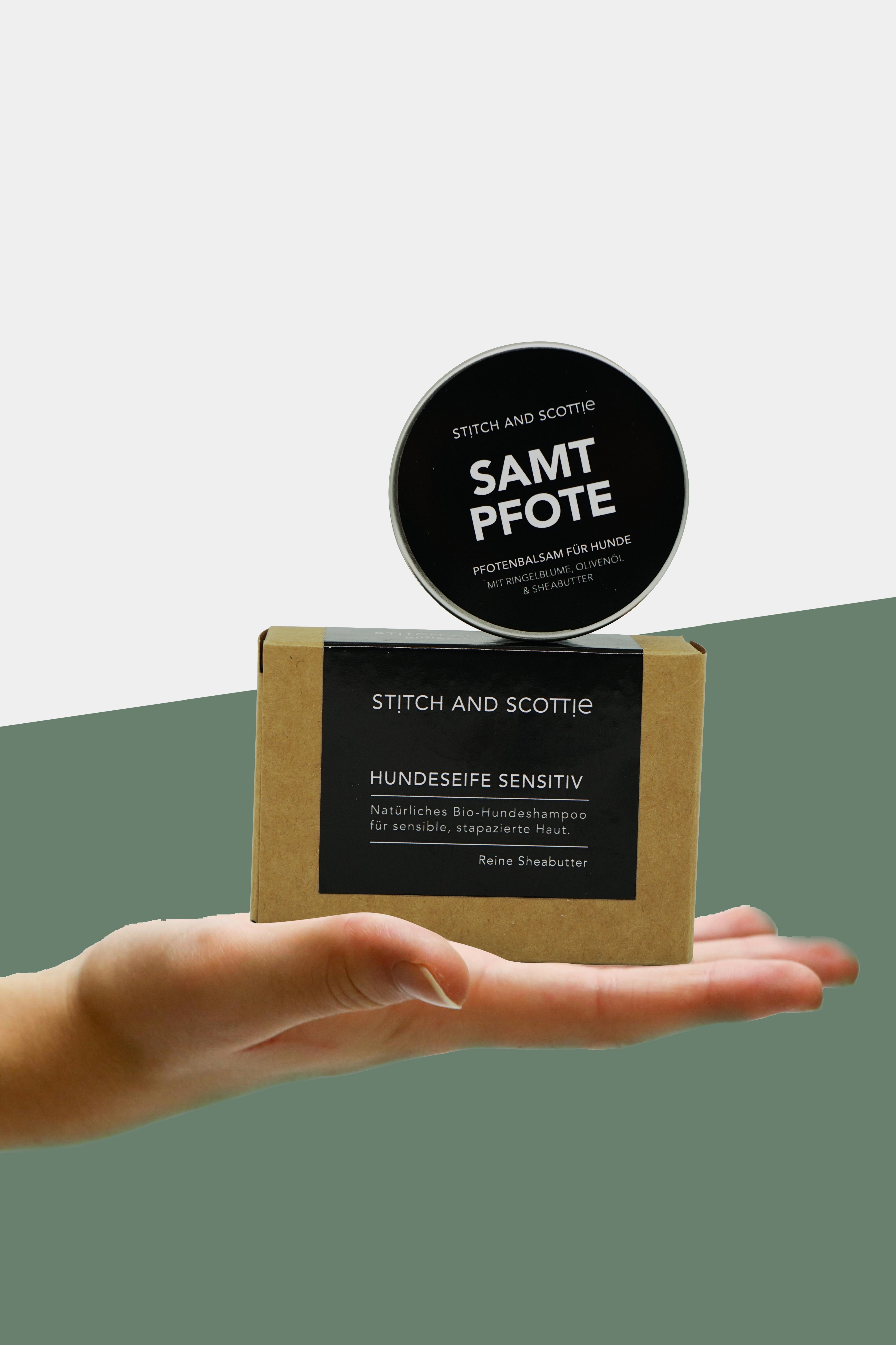 Pflegeprodukte für Hunde wie Seifen oder Balsam von Stitch and Scottie